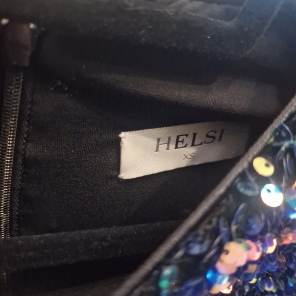 HELSI Milena Elegant Black Sequin Long Sleeve Dress XS Designer Neiman Marcus - Picture 13 of 16